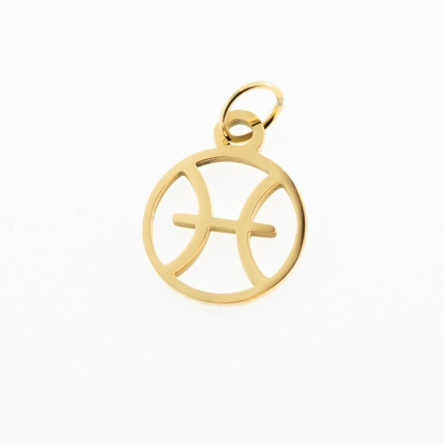Stainless steel zodiac sign pendant, pisces, gold plated, gold color, width-11 mm, length-16 mm Stainless steel zodiac sign pendant, pisces, gold plated, gold color, width-11 mm, length-16 mm