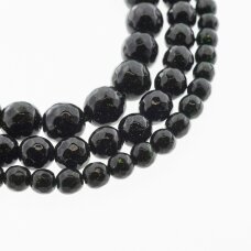 Nilo smaragdas, sintetinis, AB kokybė, briaunuotas, apvali forma, žalia spalva, 37-39 cm/gija, 4, 6, 8, 10, 12 mm