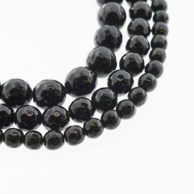 Green Goldstone/Aventurine Glass, Synthetic, AB Grade, Faceted Round Bead, 37-39 cm/strand, 4, 6, 8, 10, 12 mm