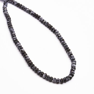 Obsidianas, 6x4 mm, 37-39 cm/gija