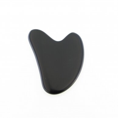 Obsidiano akmens veido masažuoklis Gua Sha, natūralus akmuo