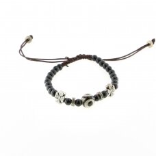 Onyx and eye agate stone bracelet, adjustable size, 6mm wide