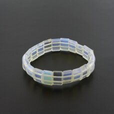 Opalite stone bracelet, rounded rectangle form, 20.5cm long, 15x10mm size