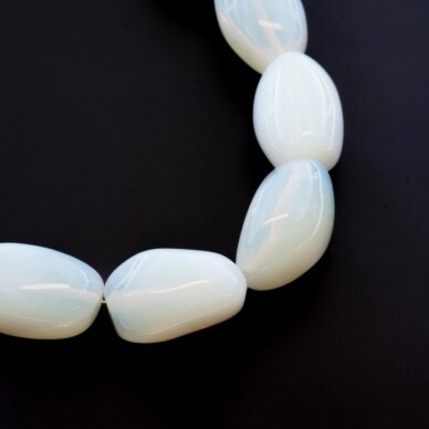 Opalite/Sea Opal Glass, AB Grade, Pebble Bead, Translucent White, 37-39 cm/strand, about 25x40 mm