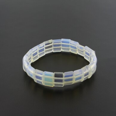 Opalite stone bracelet, rounded rectangle form, 20.5cm long, 15x10mm size