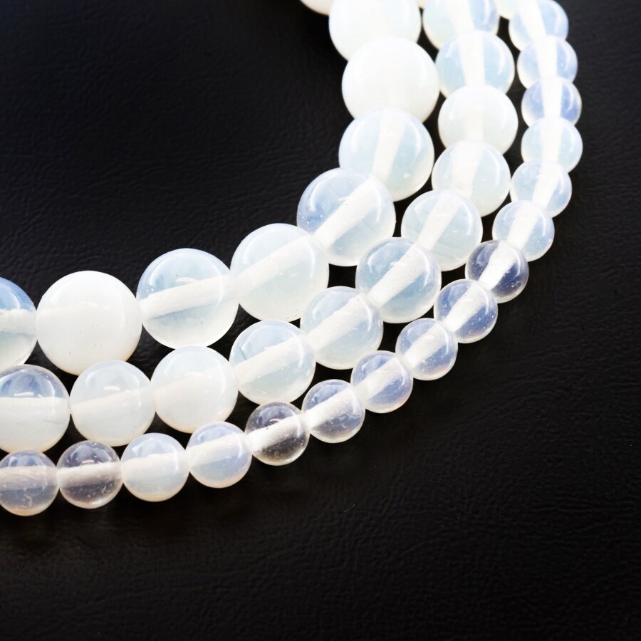 Opalite/Sea Opal Glass, AB Grade, Round Bead, Translucent White, 37-39 cm/strand, 4, 6, 8, 10, 12, 14 mm Opalite/Sea Opal Glass, AB Grade, Round Bead, Translucent White, 37-39 cm/strand, 4, 6, 8, 10, 12, 14 mm