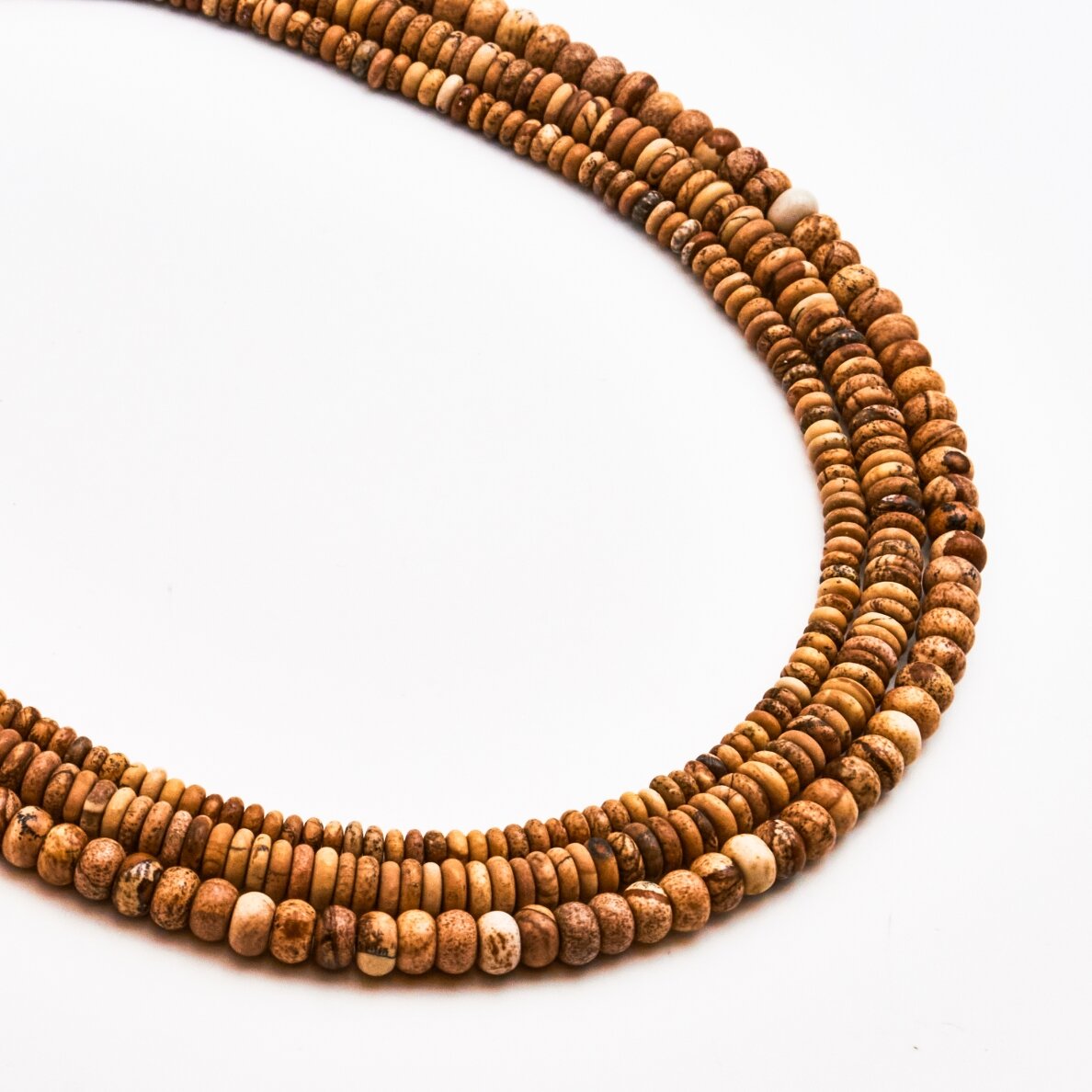 Paveikslinis jaspis, natūralus, AB kokybė, abacus rondelės forma, ruda spalva, 37-39 cm/gija, 7x5 mm Paveikslinis jaspis, natūralus, AB kokybė, abacus rondelės forma, ruda spalva, 37-39 cm/gija, 7x5 mm