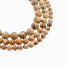 Picture Jasper, Natural, AB Grade, Faceted Round Bead, Brown, 37-39 cm/strand, 4, 6, 8, 10, 12 mm