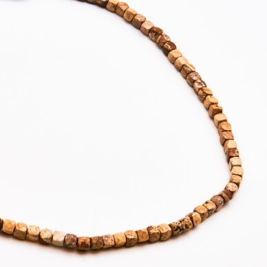 Picture Jasper, natural, AB quality, faceted, cube shape, 39-40 cm/strand, 6 mm Picture Jasper, natural, AB quality, faceted, cube shape, 39-40 cm/strand, 6 mm