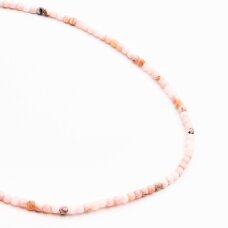 Pink Opal, natural, AB quality, faceted, cube bead, 37-39 cm/string, 4 mm