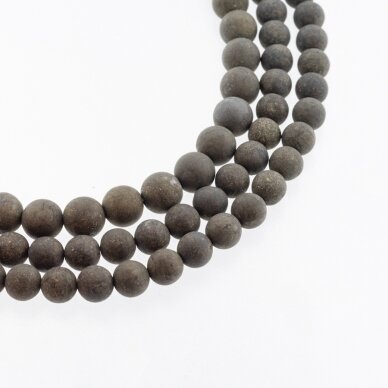 Pyrite, Natural, B Grade, Matte Round Bead, Khaki Gold, 37-39 cm/strand, 4, 6, 8, 10, 12 mm