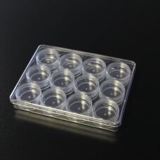 Plastic box with compartments, 19.5x9.5x1.9 cm size, 12 compartments