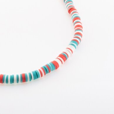 Polymer Clay, Heishi Rondelle Bead, #B07, about 38-40 cm/strand, 4x1, 6x1, 8x1 mm