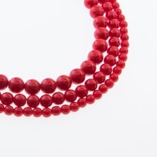 Szkło prasowane, kształt okrągły, czerwony kolor, 37-39 cm/sznur, 6 mm Szkło prasowane, kształt okrągły, czerwony kolor, 37-39 cm/sznur, 6 mm