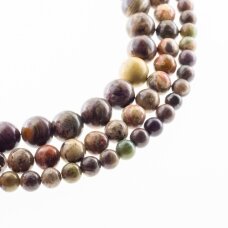 Rainforest agat, naturalny, B jakość, kształt okrągły, wielokolorowy, 37-39 cm/sznur, 6, 8, 10, 12 mm