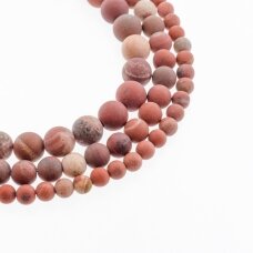 Red Jasper, Natural, B Grade, Matte Round Bead, 37-39 cm/strand, 4, 6, 8, 10, 12 mm