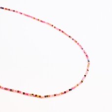 Rausvas turmalinas, natūralus, C kokybė, briaunuotas, apvali forma, 37-39 cm/gija, 2 mm Rausvas turmalinas, natūralus, C kokybė, briaunuotas, apvali forma, 37-39 cm/gija, 2 mm