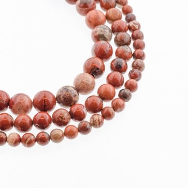 Red Jasper, Natural, B Grade, Round Bead, 37-39 cm/strand, 4, 6, 8, 10, 12 mm