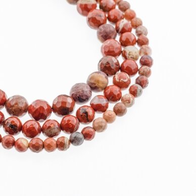 Red Jasper, Natural, B Grade, Faceted Round Bead, 37-39 cm/strand, 4, 6, 8, 10, 12 mm