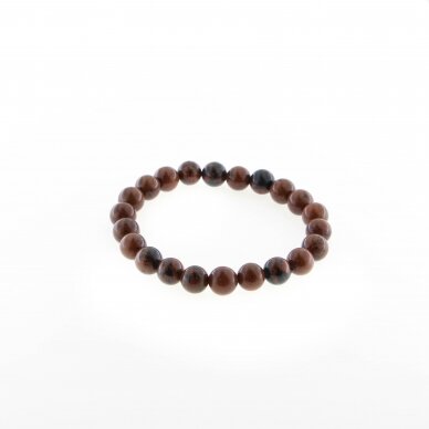 Mahogany obsidian stone bracelet, 19cm long, 8mm wide