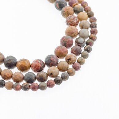 Red Creek Jasper, Natural, AB Grade, Faceted Round Bead, Multicolor, 37-39 cm/strand, 4, 6, 8, 10, 12 mm