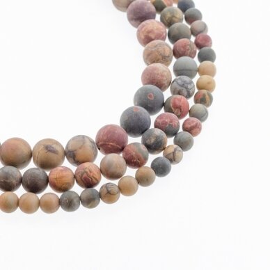 Red Creek Jasper, Natural, AB Grade, Matte Round Bead, Multicolor, 37-39 cm/strand, 4, 6, 8, 10, 12 mm