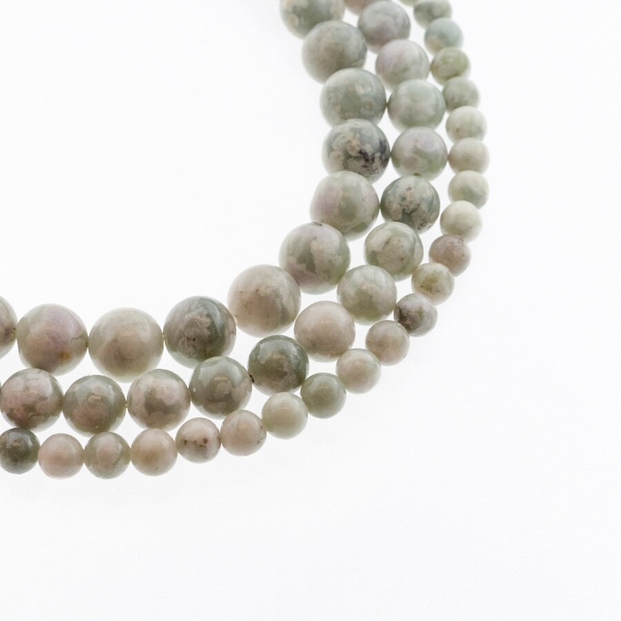 Peace Jade (Serpentine and White Quartz), Natural, Round Bead, Green-White, 37-39 cm/strand, 6, 8, 10, 12 mm Peace Jade (Serpentine and White Quartz), Natural, Round Bead, Green-White, 37-39 cm/strand, 6, 8, 10, 12 mm