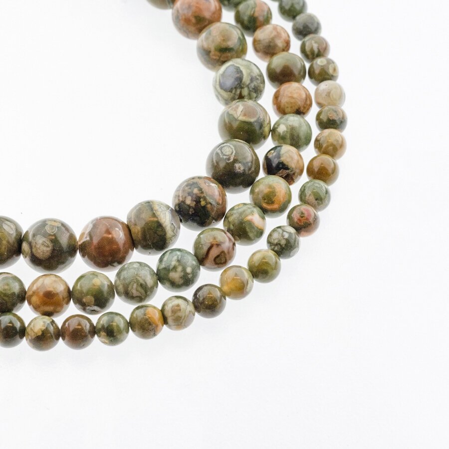 Rhyolite/Rainforest Jasper, Natural, AB Grade, Round Bead, Green, 37-39 cm/strand, 4, 6, 8, 10, 12 mm Rhyolite/Rainforest Jasper, Natural, AB Grade, Round Bead, Green, 37-39 cm/strand, 4, 6, 8, 10, 12 mm