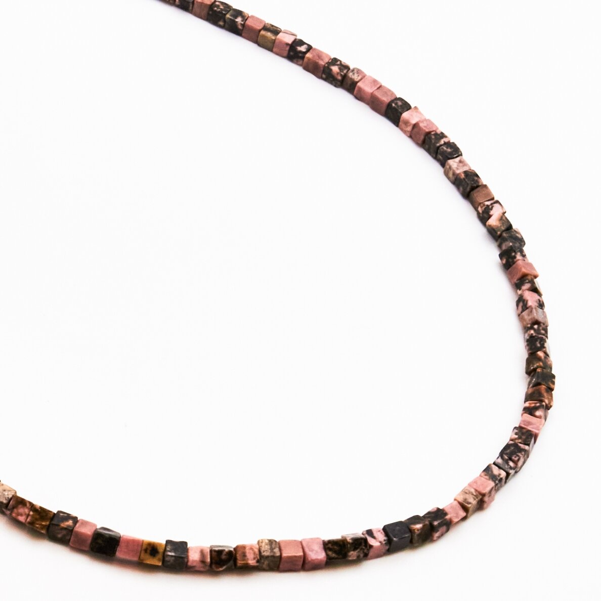 Rhodonite, Natural, B Grade, Cube Bead, Pink-Black, 37-39 cm/strand, 4 mm Rhodonite, Natural, B Grade, Cube Bead, Pink-Black, 37-39 cm/strand, 4 mm