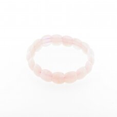 Pink quartz stone bracelet, faceted halfround form, 21cm long, 13x11mm size