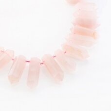 Rose Quartz, Natural, B Grade, Faceted Graduated Hand-cut Top-drilled Double Point Bead, 37-39 cm/strand, 12x28-14x55 mm