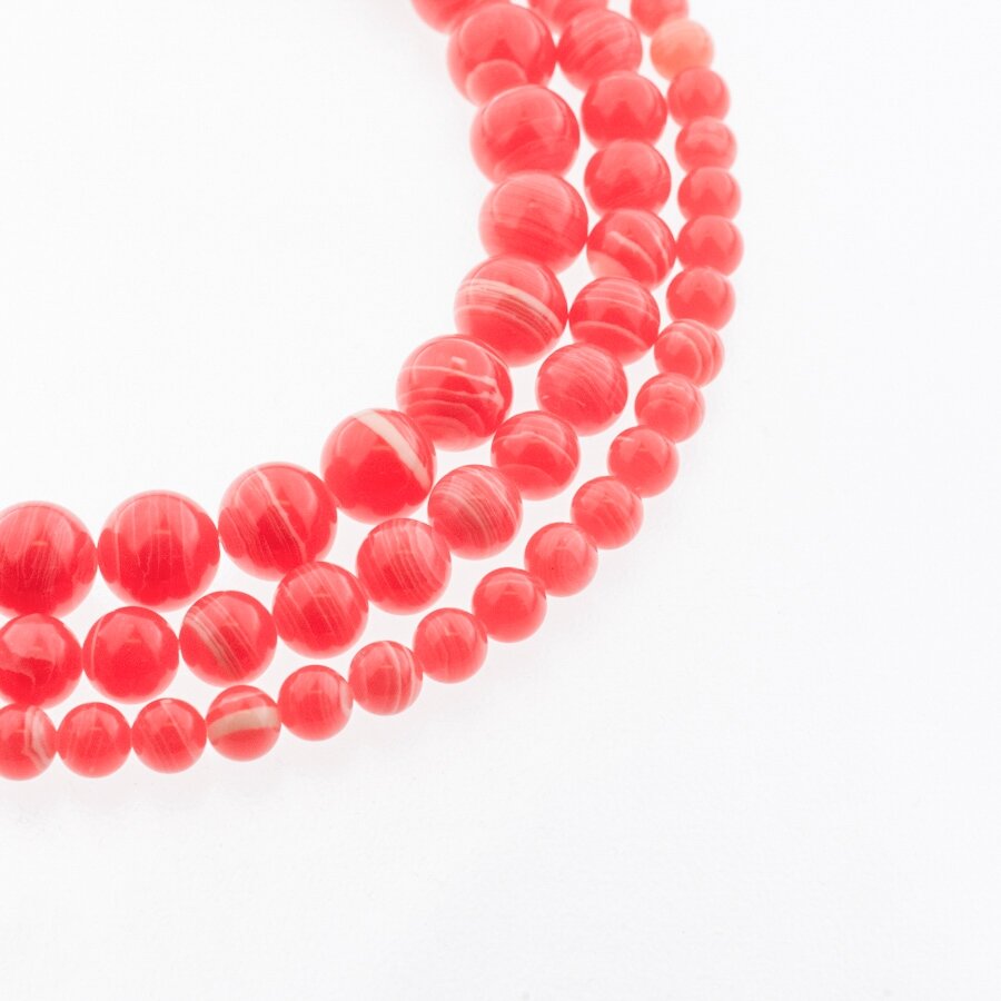 Rhodochrosite, Imitation, Round Bead, Pink, 37-39 cm/strand, 4, 6, 8, 10 mm Rhodochrosite, Imitation, Round Bead, Pink, 37-39 cm/strand, 4, 6, 8, 10 mm