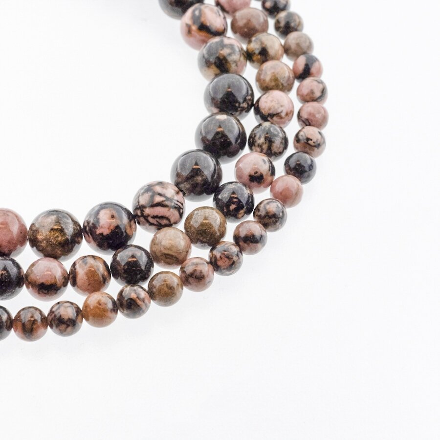 Rhodonite, Natural, B Grade, Round Bead, Pink-Black, 37-39 cm/strand, 4, 6, 8, 10, 12 mm Rhodonite, Natural, B Grade, Round Bead, Pink-Black, 37-39 cm/strand, 4, 6, 8, 10, 12 mm