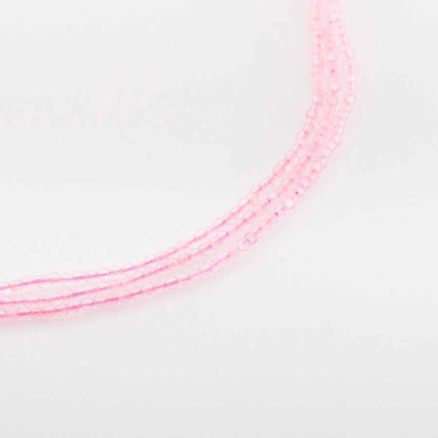 Rose Quartz, Natural, B Grade, Faceted Round Bead, 37-39 cm/strand, 2 mm Rose Quartz, Natural, B Grade, Faceted Round Bead, 37-39 cm/strand, 2 mm