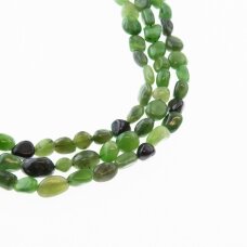 Russian Jade, Natural, C Grade, Pebble Bead, Dark Green, 37-39 cm/strand, M size about 6x8-8x12 mm