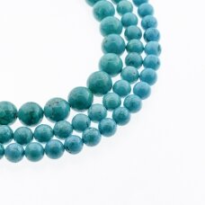 Xinjiang Magnesite, Natural, B Grade, Dyed, Round Bead, Turquoise Blue, 37-39 cm/strand, 4, 6, 8, 10, 12, 14 mm