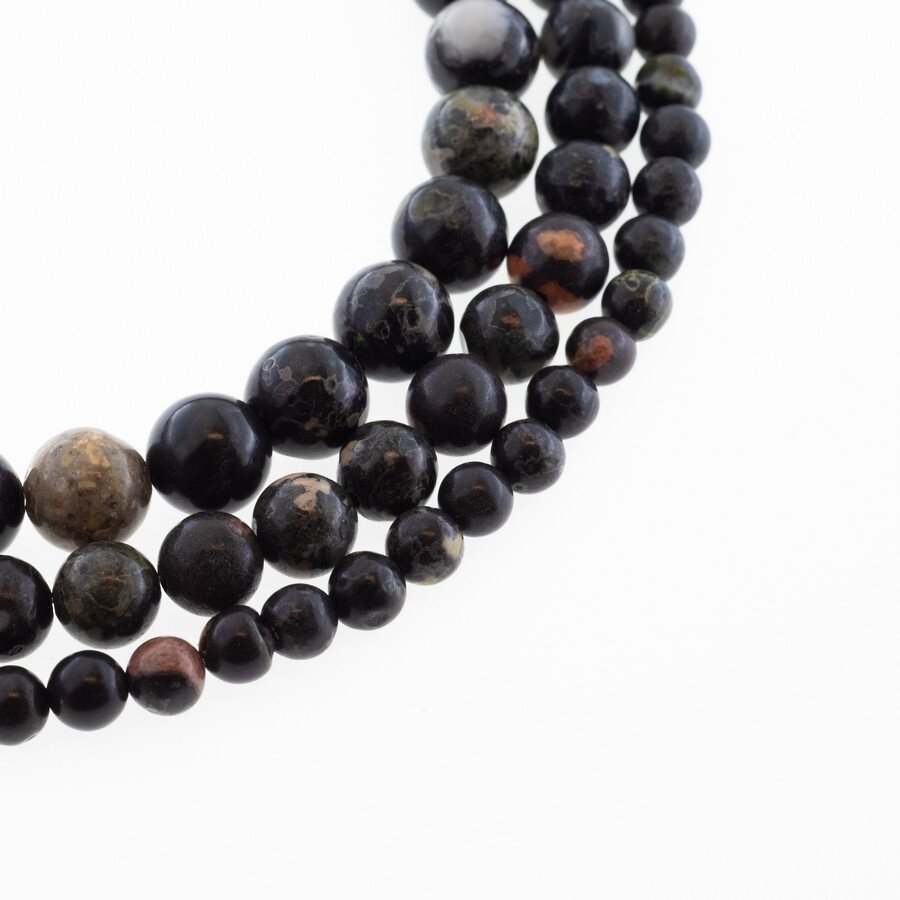 Plum Blossom Jade (Andesite), Natural, AB Grade, Round Bead, Black-Multicolor, 37-39 cm/strand, 6, 8, 10, 12 mm Plum Blossom Jade (Andesite), Natural, AB Grade, Round Bead, Black-Multicolor, 37-39 cm/strand, 6, 8, 10, 12 mm