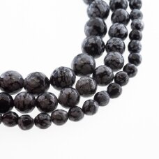 Snowflake Obsidian, Natural, AB Grade, Faceted Round Bead, Black-White, 37-39 cm/strand, 4, 6, 8, 10, 12 mm Snowflake Obsidian, Natural, AB Grade, Faceted Round Bead, Black-White, 37-39 cm/strand, 4, 6, 8, 10, 12 mm