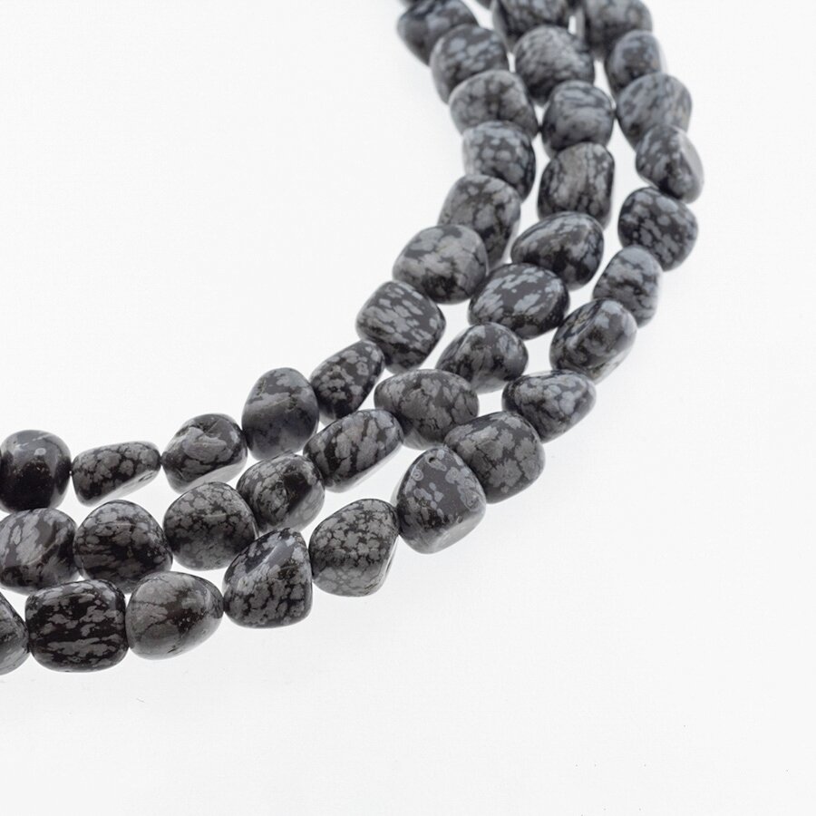 Snowflake Obsidian, Natural, AB Grade, Nugget Bead, Black-White, 37-39 cm/strand, about 10x11-11x12 mm Snowflake Obsidian, Natural, AB Grade, Nugget Bead, Black-White, 37-39 cm/strand, about 10x11-11x12 mm