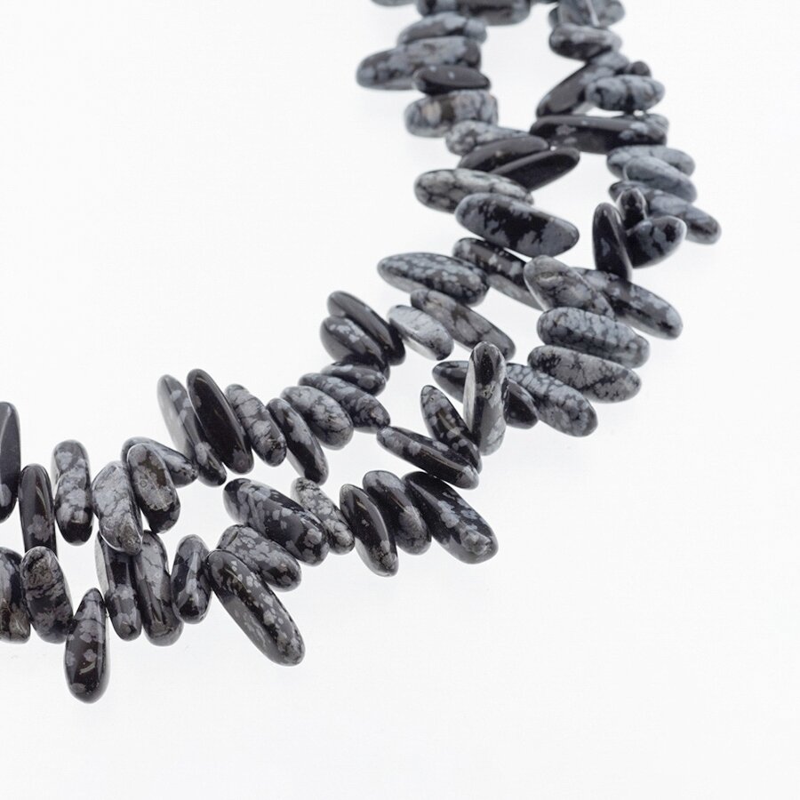 Snowflake Obsidian, Natural, AB Grade, Hawaiian Chip Bead, Black-White, 37-39 cm/strand, about 4x13-7x22 mm Snowflake Obsidian, Natural, AB Grade, Hawaiian Chip Bead, Black-White, 37-39 cm/strand, about 4x13-7x22 mm