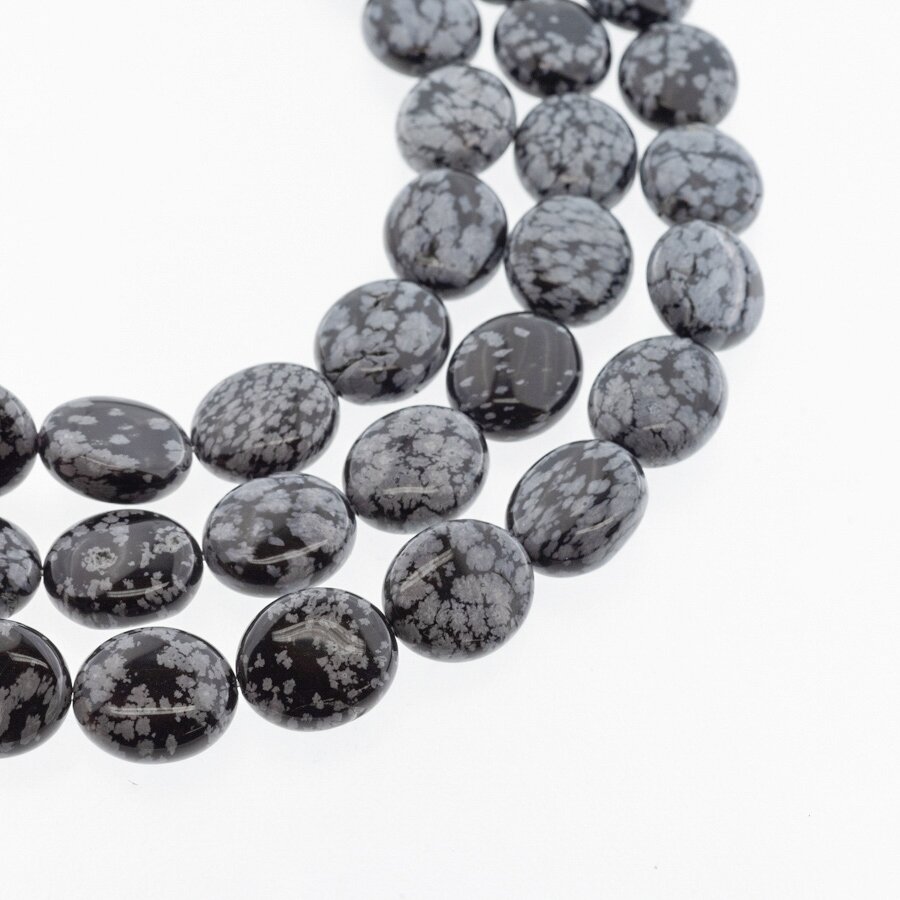 Snowflake Obsidian, Natural, AB Grade, Puffed Oval Bead, Black-White, 37-39 cm/strand, 14x16 mm Snowflake Obsidian, Natural, AB Grade, Puffed Oval Bead, Black-White, 37-39 cm/strand, 14x16 mm