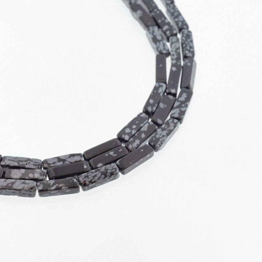 Snowflake Obsidian, Natural, AB Grade, Square Tube Bead, Black-White, 37-39 cm/strand, 4x13 mm Snowflake Obsidian, Natural, AB Grade, Square Tube Bead, Black-White, 37-39 cm/strand, 4x13 mm