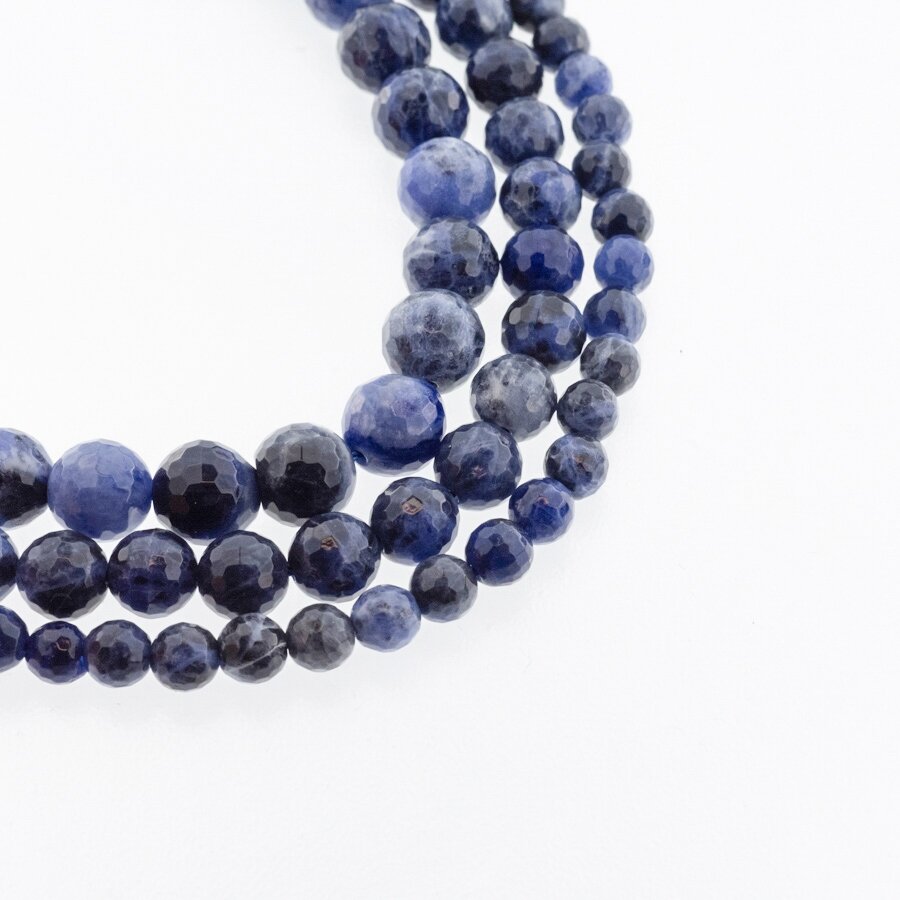 Sodalite, Natural, AB Grade, Faceted Round Bead, Dark Blue, 37-39 cm/strand, 4, 6, 8, 10, 12 mm Sodalite, Natural, AB Grade, Faceted Round Bead, Dark Blue, 37-39 cm/strand, 4, 6, 8, 10, 12 mm
