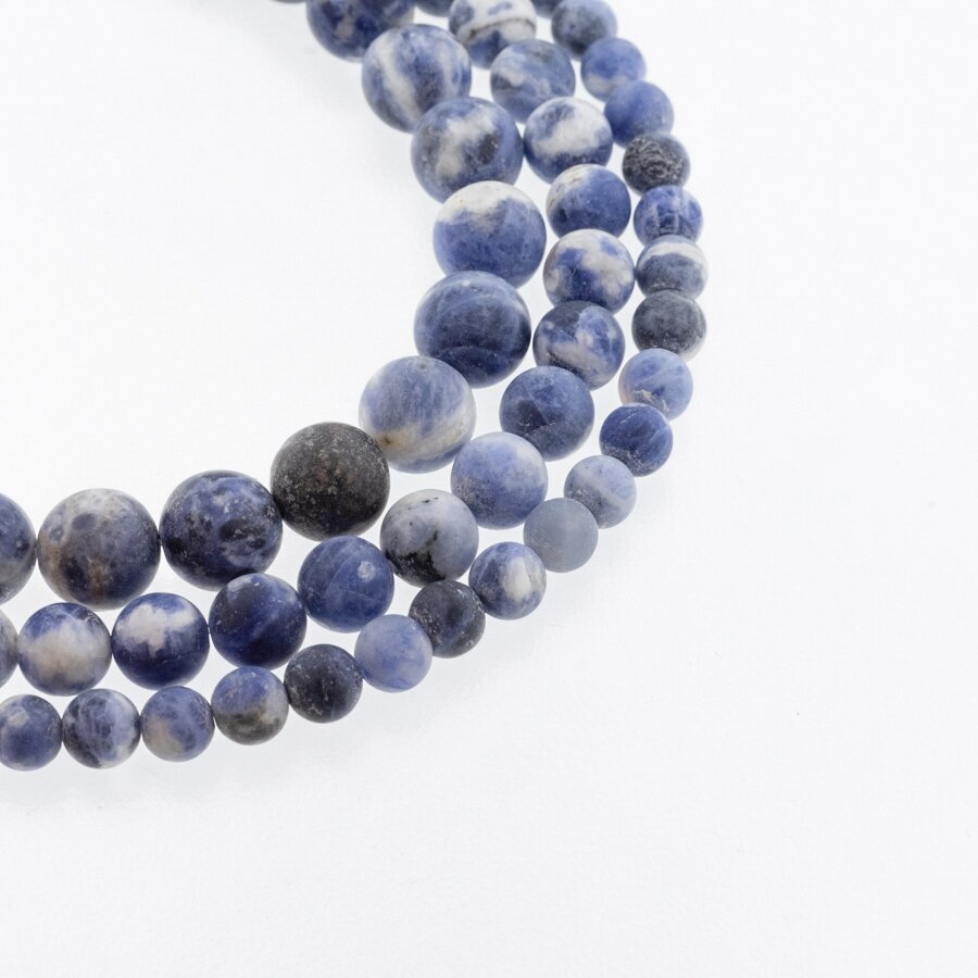 Sodalite, Natural, B Grade, Matte Round Bead, Blue-White, 37-39 cm/strand, 4, 6, 8, 10, 12 mm Sodalite, Natural, B Grade, Matte Round Bead, Blue-White, 37-39 cm/strand, 4, 6, 8, 10, 12 mm
