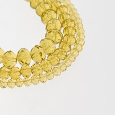 Glass Crystal, Faceted Abacus Rondelle Bead, #004 Transparent Mustard Yellow, 2x1, 3x2, 4x3, 6x4, 8x6, 10x8, 11x9 mm