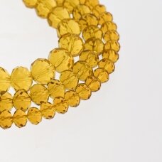 Glass Crystal, Faceted Abacus Rondelle Bead, #006 Transparent Amber Brown, 2x1, 3x2, 4x3, 6x4, 8x6, 10x8, 11x9 mm