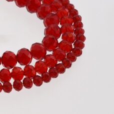 Glass Crystal, Faceted Abacus Rondelle Bead, #012 Transparent Dark Red, 2x1, 3x2, 4x3, 6x4, 8x6, 10x8, 11x9 mm