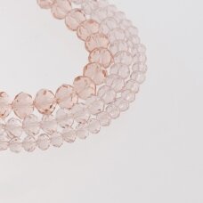 Glass Crystal, Faceted Abacus Rondelle Bead, #022 Transparent Tea Rose, 2x1, 3x2, 4x3, 6x4, 8x6, 10x8, 11x9 mm