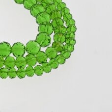Glass Crystal, Faceted Abacus Rondelle Bead, #024 Transparent Green, 2x1, 3x2, 4x3, 6x4, 8x6, 10x8, 11x9 mm