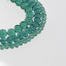 Glass Crystal, Faceted Abacus Rondelle Bead, #027 Transparent Deep Sea Green, 2x1, 3x2, 4x3, 6x4, 8x6, 10x8, 11x9 mm